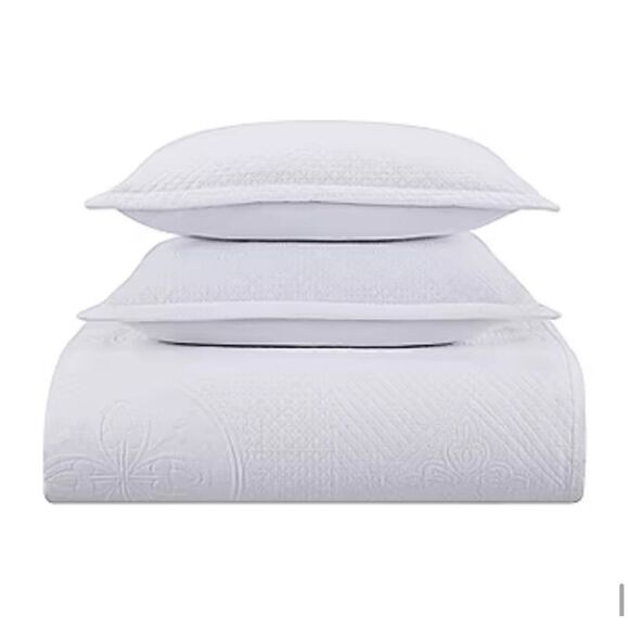 Full/Queen- Waverly Matelasse Bedspread Set, One Size , White - Picture 8 of 10